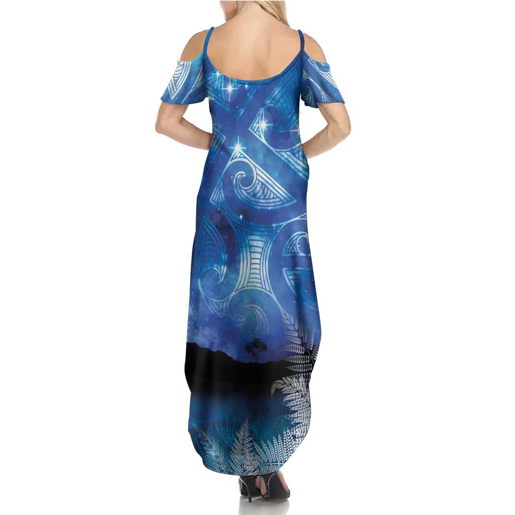 NZ Maori Matariki Scenery Family Matching Summer Maxi Dress and Hawaiian Shirt Galaxy Sky LT7 - Polynesian Pride