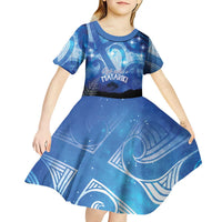 NZ Maori Matariki Scenery Kid Short Sleeve Dress Galaxy Sky LT7 - Polynesian Pride
