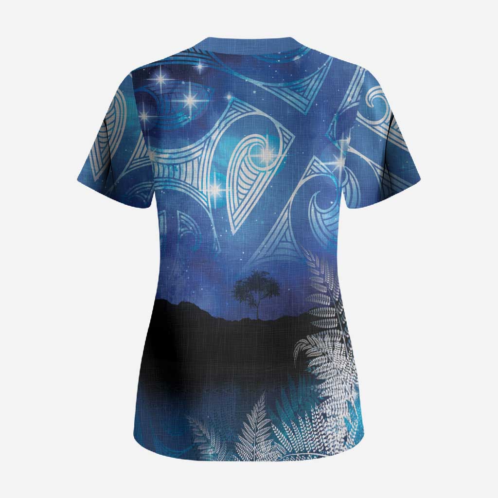 NZ Maori Matariki Scenery Scrub Top Galaxy Sky