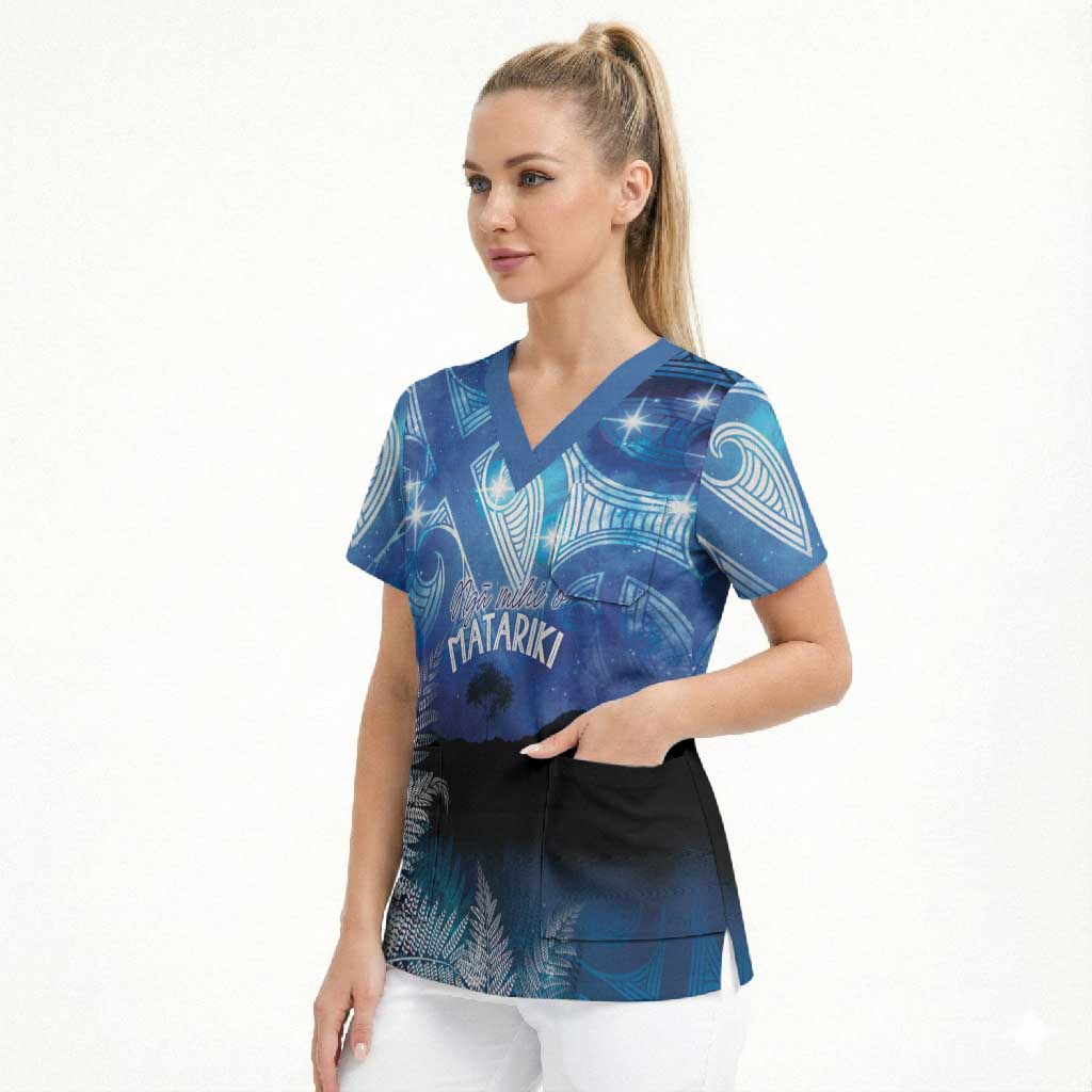 NZ Maori Matariki Scenery Scrub Top Galaxy Sky
