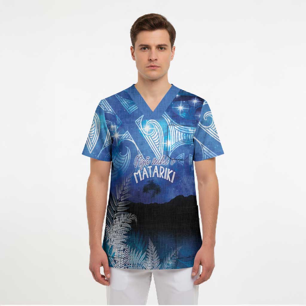 NZ Maori Matariki Scenery Scrub Top Galaxy Sky