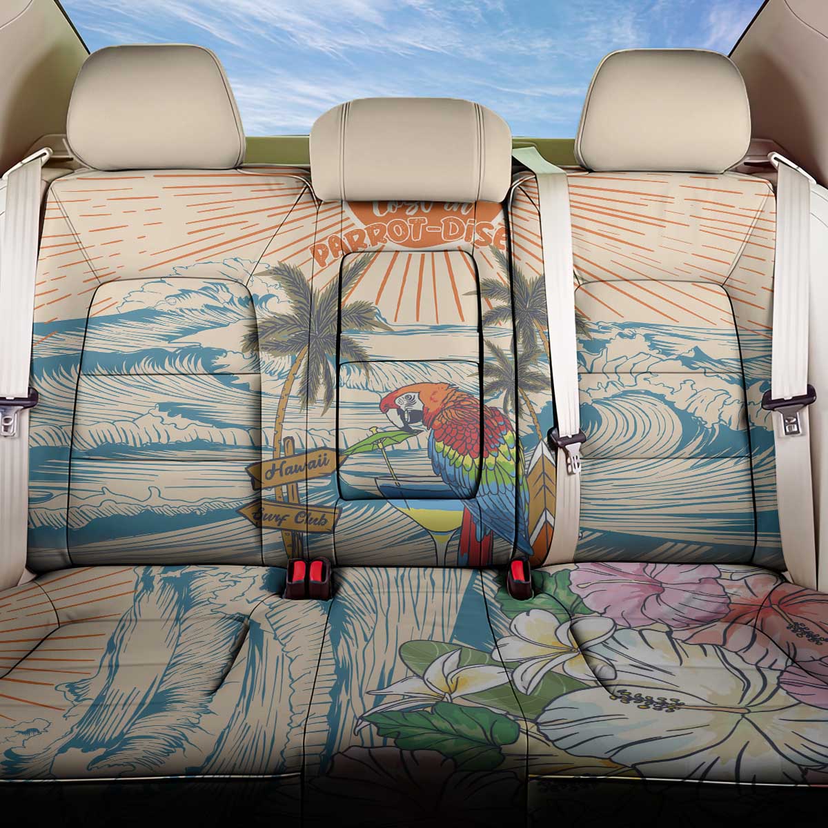 Christmas In July - Hawaii Retro Back Car Seat Cover Lost In Parrot-dise