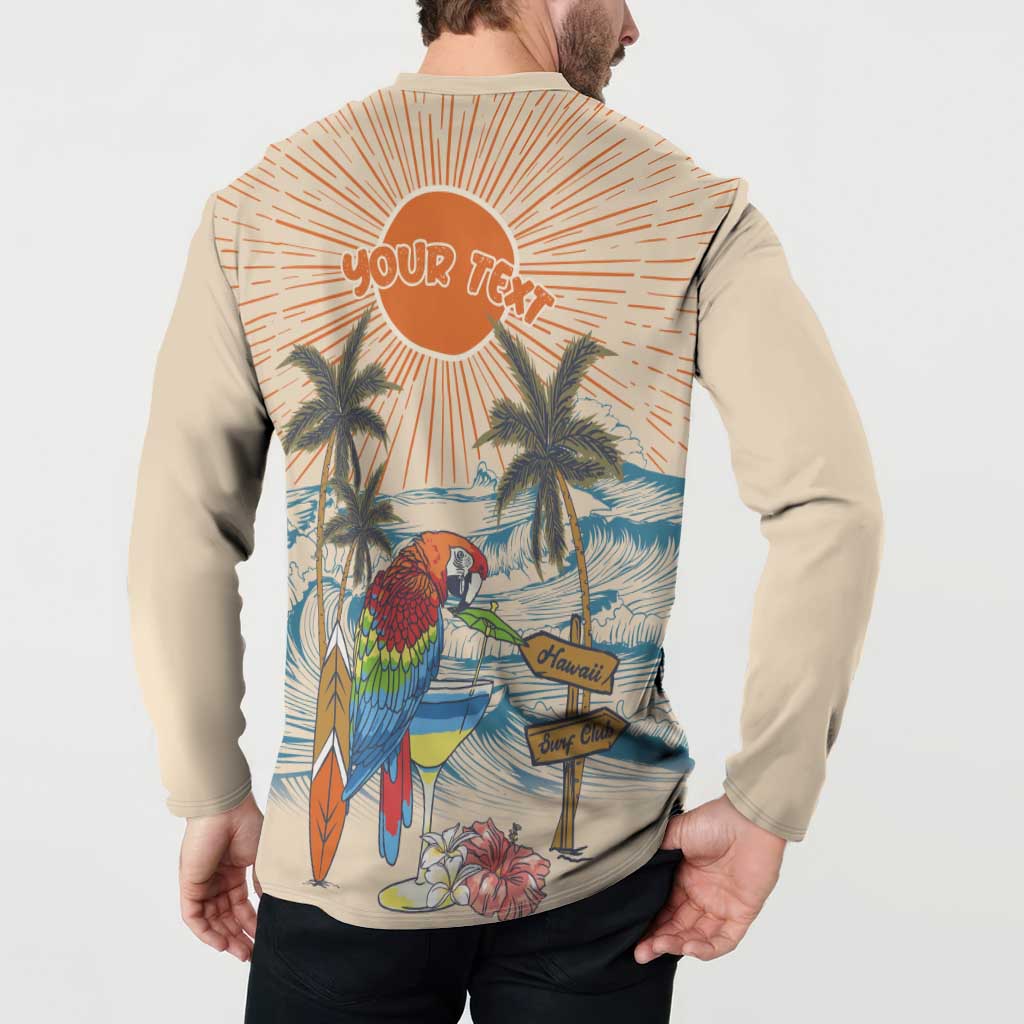 Personalized Christmas In July - Hawaii Retro Button Sweatshirt Lost In Parrot-dise