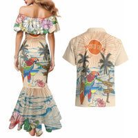 Personalized Christmas In July - Hawaii Retro Couples Matching Mermaid Dress and Hawaiian Shirt Lost In Parrot-dise