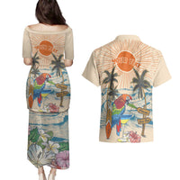 Personalized Christmas In July - Hawaii Retro Couples Matching Puletasi and Hawaiian Shirt Lost In Parrot-dise LT7 - Polynesian Pride