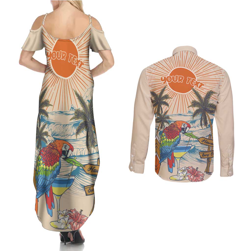 Personalized Christmas In July - Hawaii Retro Couples Matching Summer Maxi Dress and Long Sleeve Button Shirt Lost In Parrot-dise