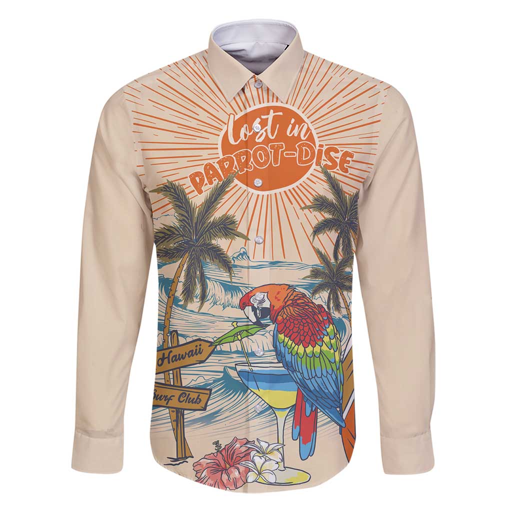 Personalized Christmas In July - Hawaii Retro Family Matching Mermaid Dress and Hawaiian Shirt Lost In Parrot-dise