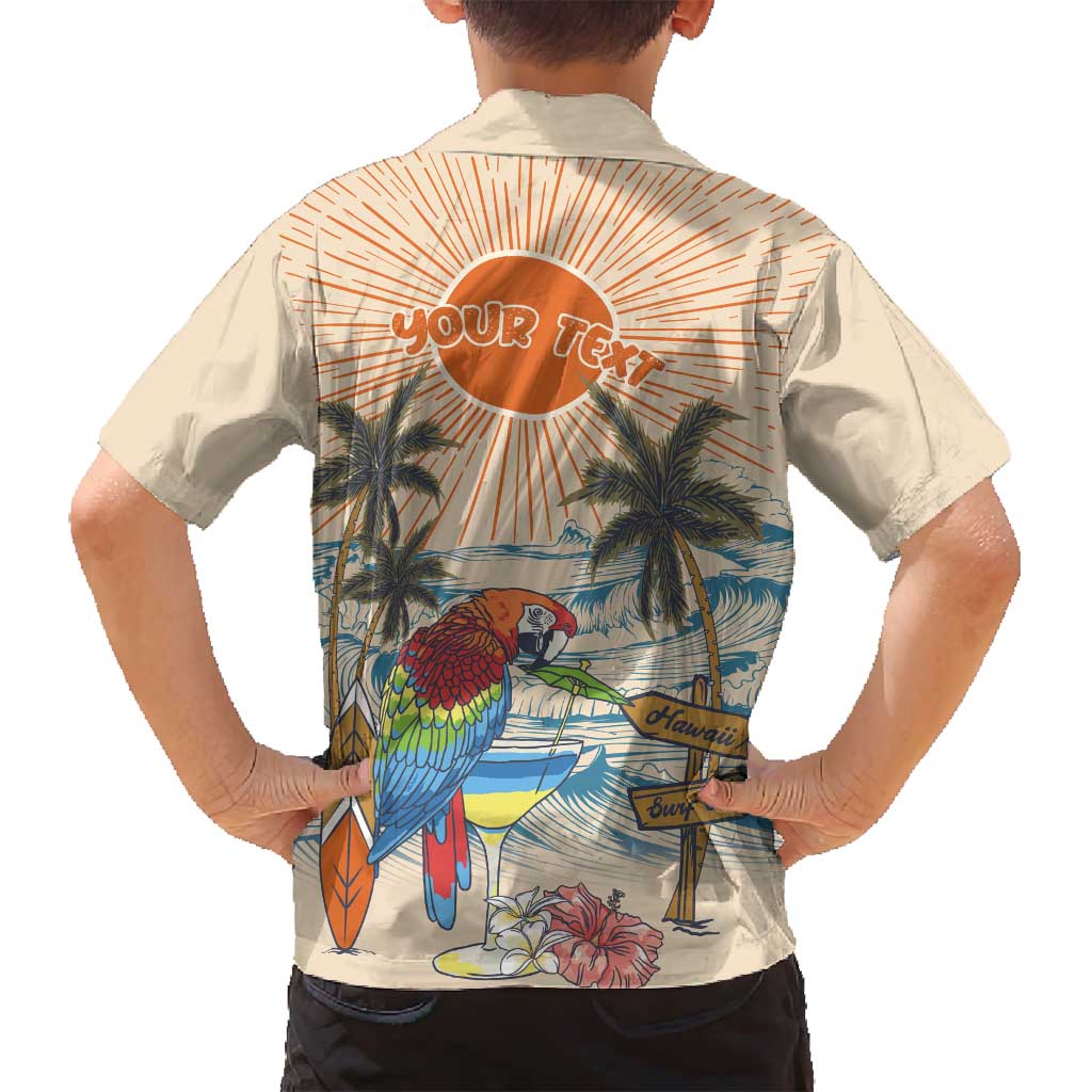 Personalized Christmas In July - Hawaii Retro Family Matching Off Shoulder Short Dress and Hawaiian Shirt Lost In Parrot-dise