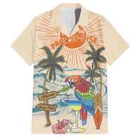 Personalized Christmas In July - Hawaii Retro Family Matching Puletasi and Hawaiian Shirt Lost In Parrot-dise LT7 Dad's Shirt - Short Sleeve Beige - Polynesian Pride