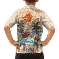 Personalized Christmas In July - Hawaii Retro Family Matching Short Sleeve Bodycon Dress and Hawaiian Shirt Lost In Parrot-dise