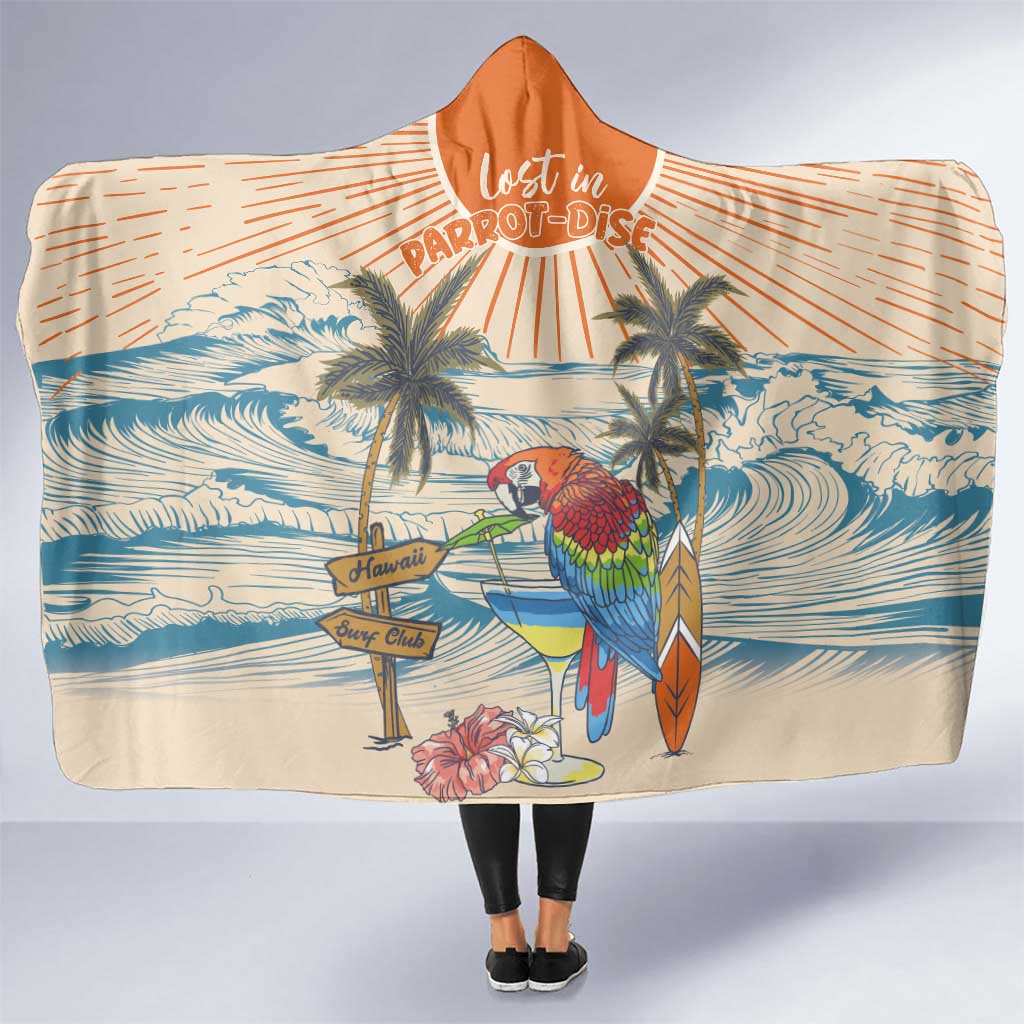 Christmas In July - Hawaii Retro Hooded Blanket Lost In Parrot-dise