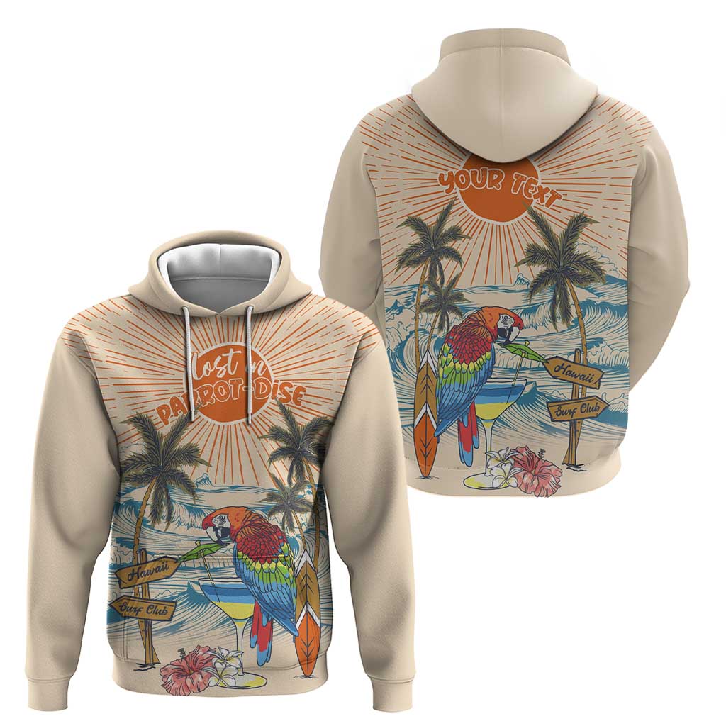 Personalized Christmas In July - Hawaii Retro Hoodie Lost In Parrot-dise