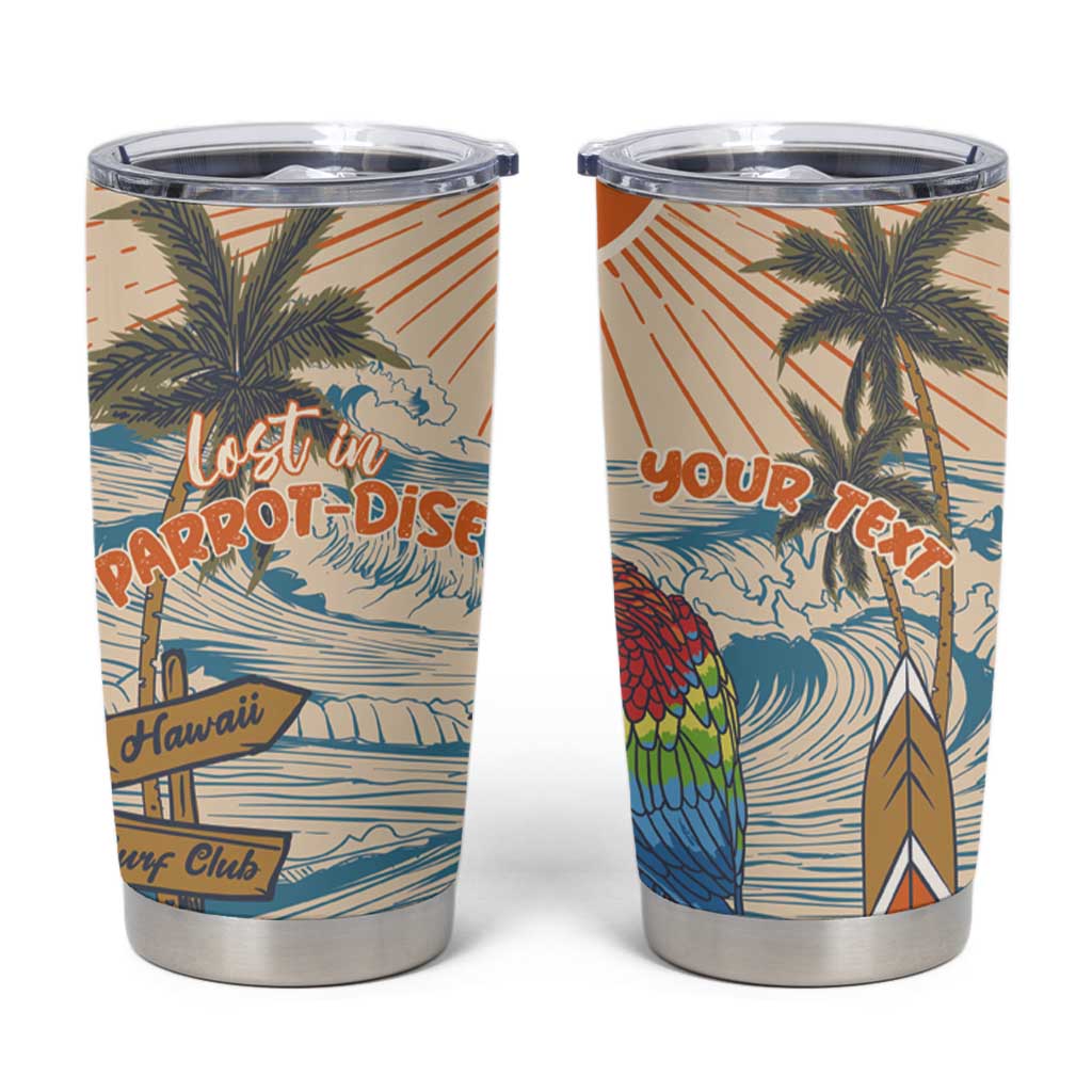Personalized Christmas In July - Hawaii Retro Tumbler Cup Lost In Parrot-dise