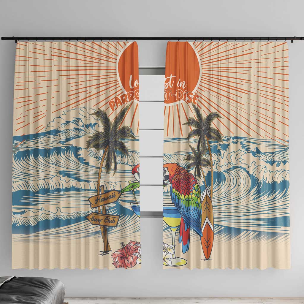 Christmas In July - Hawaii Retro Window Curtain Lost In Parrot-dise