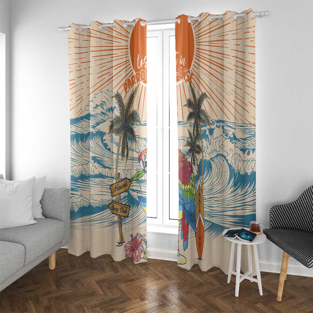 Christmas In July - Hawaii Retro Window Curtain Lost In Parrot-dise