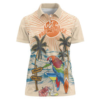 Personalized Christmas In July - Hawaii Retro Women Polo Shirt Lost In Parrot-dise