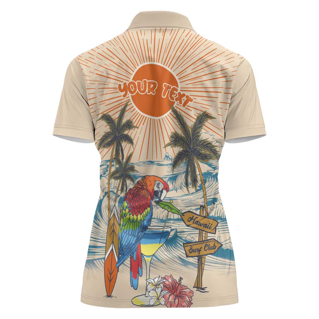 Personalized Christmas In July - Hawaii Retro Women Polo Shirt Lost In Parrot-dise