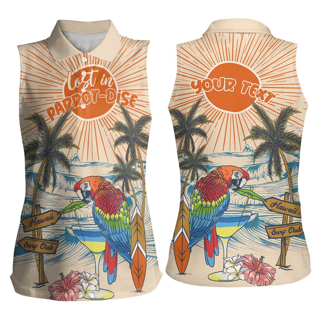 Personalized Christmas In July - Hawaii Retro Women Sleeveless Polo Shirt Lost In Parrot-dise LT7 - Polynesian Pride