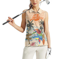 Personalized Christmas In July - Hawaii Retro Women Sleeveless Polo Shirt Lost In Parrot-dise LT7 - Polynesian Pride
