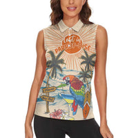 Personalized Christmas In July - Hawaii Retro Women Sleeveless Polo Shirt Lost In Parrot-dise LT7 - Polynesian Pride