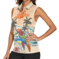 Personalized Christmas In July - Hawaii Retro Women Sleeveless Polo Shirt Lost In Parrot-dise LT7 - Polynesian Pride