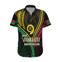 Personalised Vanuatu Hawaiian Shirt 44th Hapi Indipendens Long LT7 Black - Polynesian Pride