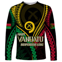 Personalised Vanuatu Long Sleeve Shirt 44th Hapi Indipendens Long LT7 Unisex Black - Polynesian Pride