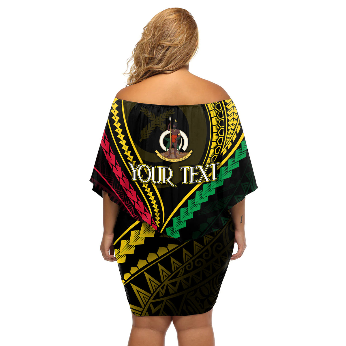 Personalised Vanuatu Off Shoulder Short Dress 43rd Hapi Indipendens Long LT7 - Polynesian Pride