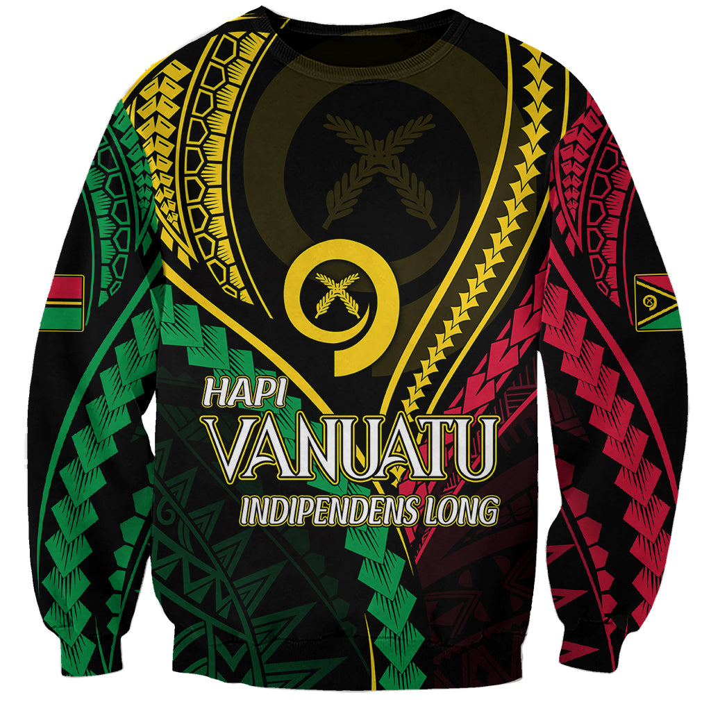 Personalised Vanuatu Sweatshirt 44th Hapi Indipendens Long LT7 Unisex Black - Polynesian Pride