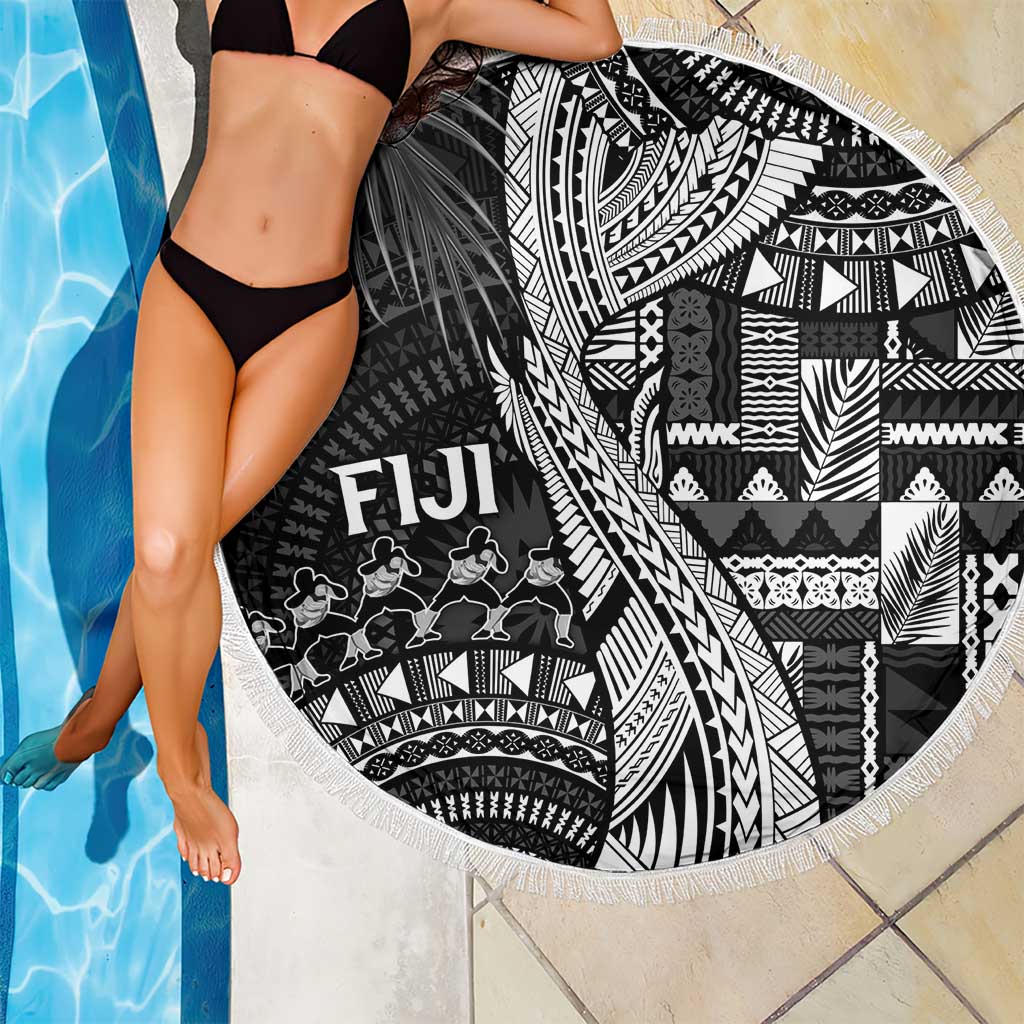 Fiji Rugby Bula Masi Beach Blanket Fish Tail Kaivity Cibi - Black