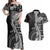 Fiji Rugby Personalised Bula Masi Couples Matching Off Shoulder Maxi Dress and Hawaiian Shirt Fish Tail Kaivity Cibi - Black