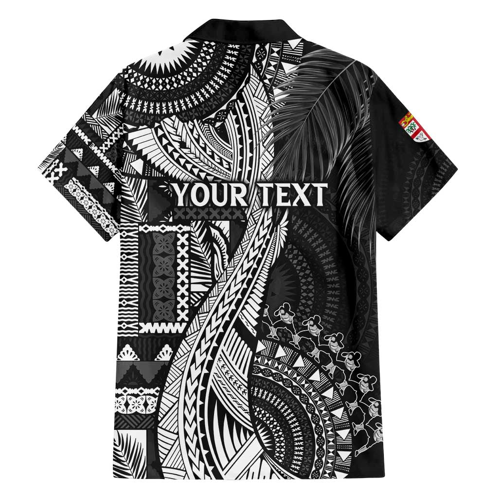 Fiji Rugby Personalised Bula Masi Family Matching Tank Maxi Dress and Hawaiian Shirt Fish Tail Kaivity Cibi - Black