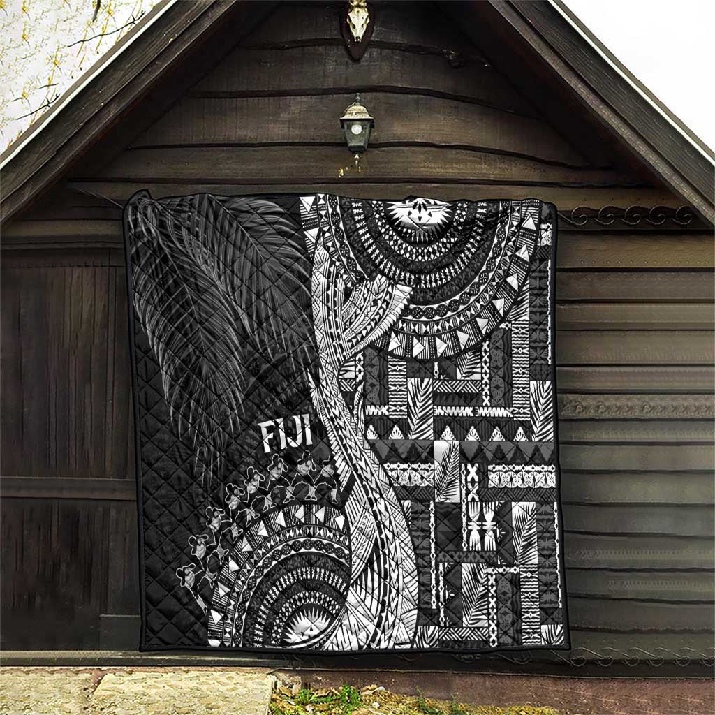 Fiji Rugby Bula Masi Quilt Fish Tail Kaivity Cibi - Black