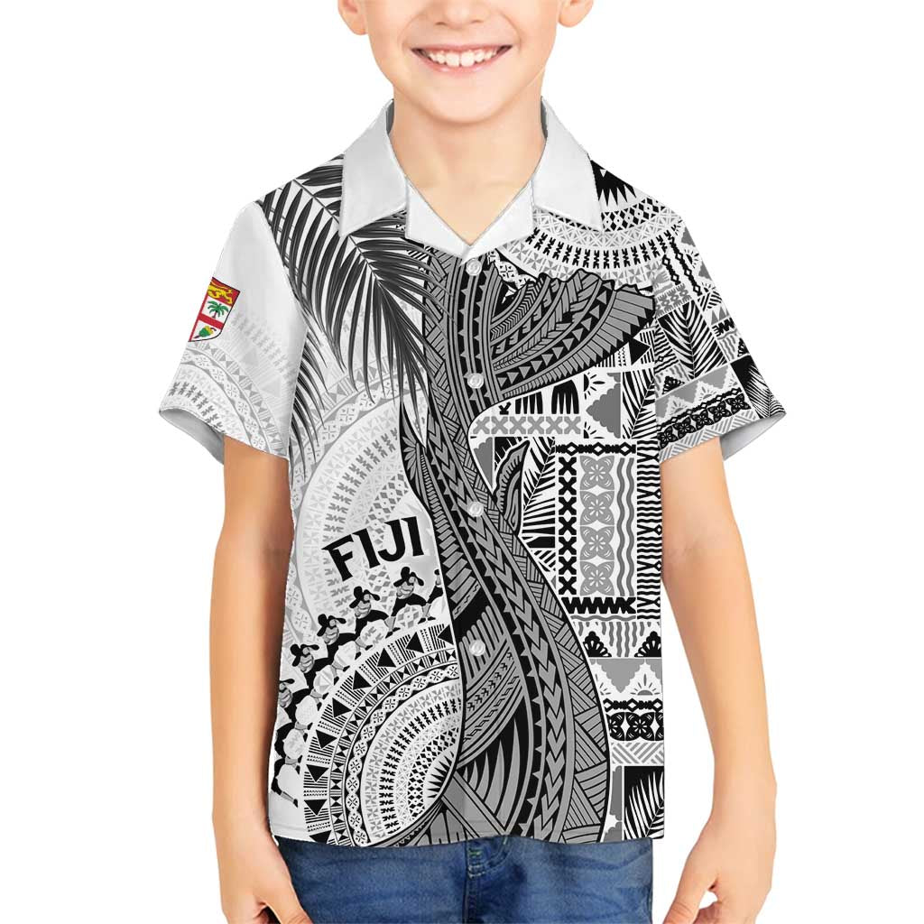 Fiji Rugby Personalised Bula Masi Family Matching Off Shoulder Maxi Dress and Hawaiian Shirt Fish Tail Kaivity Cibi - White