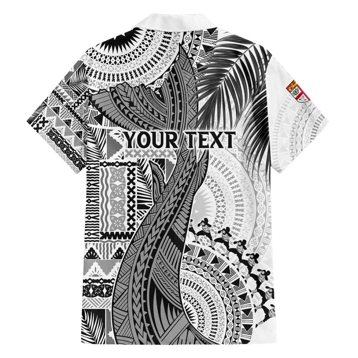 Fiji Rugby Personalised Bula Masi Family Matching Puletasi and Hawaiian Shirt Fish Tail Kaivity Cibi - White