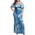 Fiji Rugby Personalised Bula Masi Family Matching Off Shoulder Maxi Dress and Hawaiian Shirt Fish Tail Kaivity Cibi - Turquoise