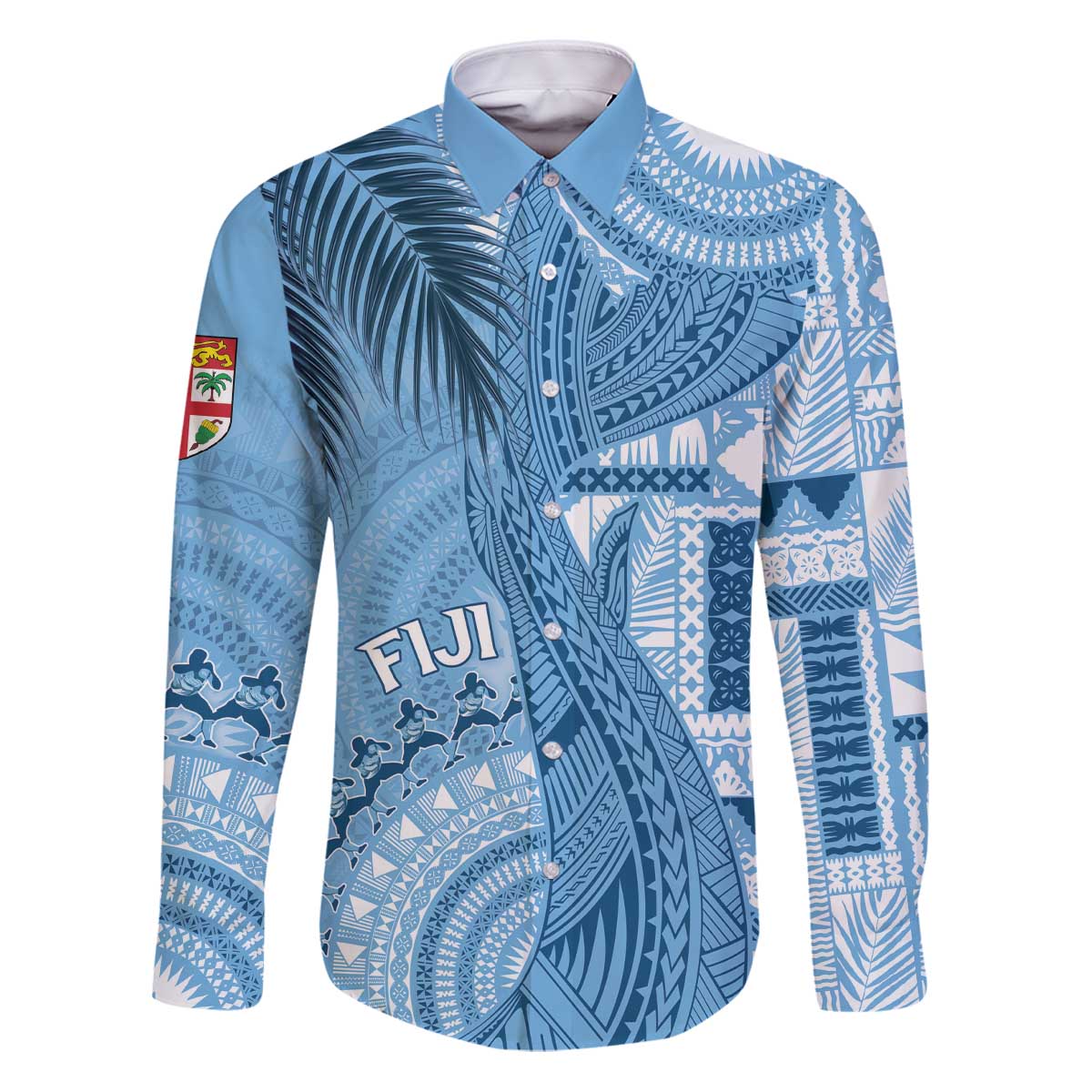 Fiji Rugby Personalised Bula Masi Family Matching Puletasi and Hawaiian Shirt Fish Tail Kaivity Cibi - Turquoise