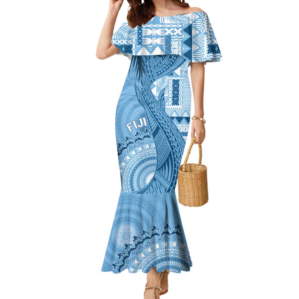 Fiji Rugby Personalised Bula Masi Mermaid Dress Fish Tail Kaivity Cibi - Turquoise