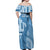 Fiji Rugby Personalised Bula Masi Off Shoulder Maxi Dress Fish Tail Kaivity Cibi - Turquoise