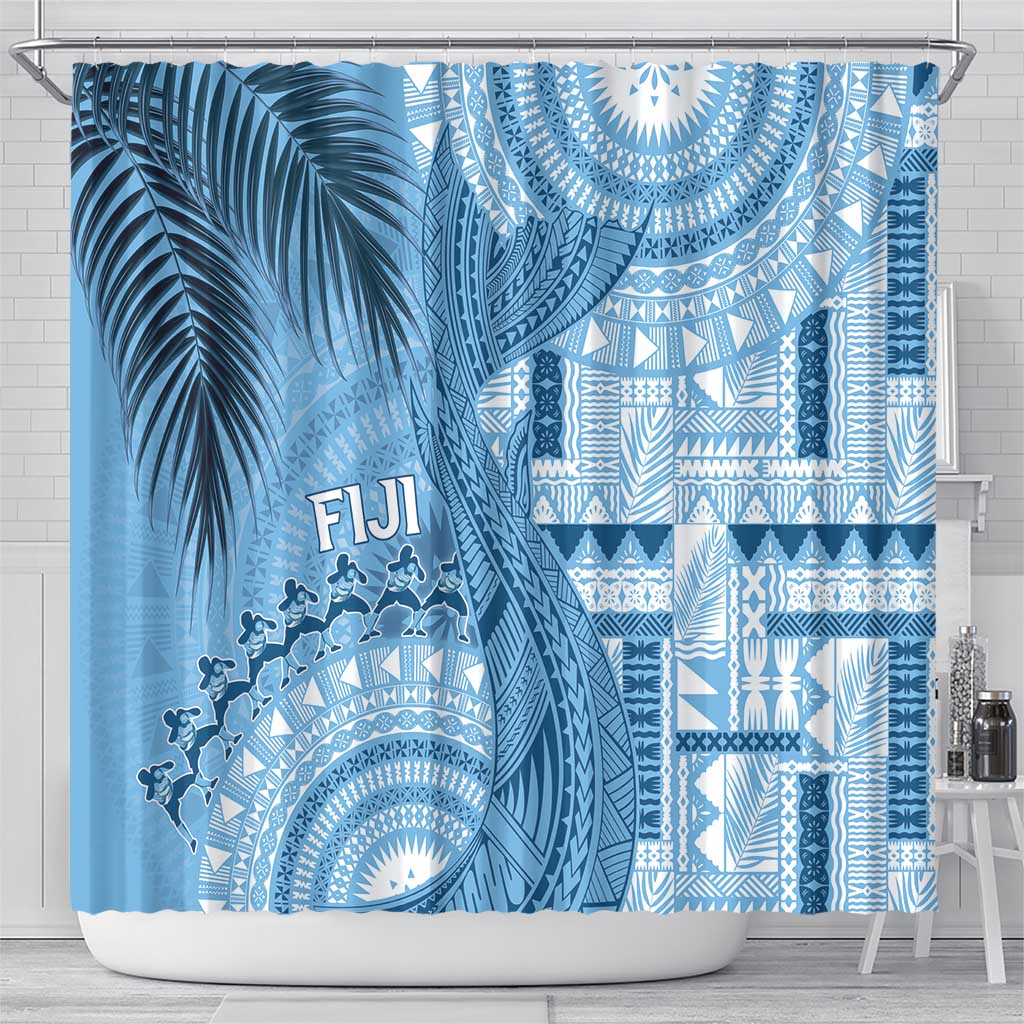 Fiji Rugby Bula Masi Shower Curtain Fish Tail Kaivity Cibi - Turquoise