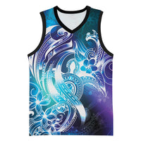 Aloha Hawaii Turtle Basketball Jersey Teal Purple Ribbon - Polynesian Pride