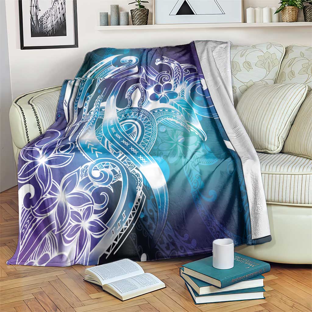 Aloha Hawaii Turtle Blanket Teal Purple Ribbon - Polynesian Pride