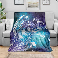Aloha Hawaii Turtle Blanket Teal Purple Ribbon - Polynesian Pride
