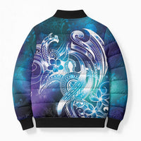 Aloha Hawaii Turtle Bomber Puffer Jacket Teal Purple Ribbon - Polynesian Pride
