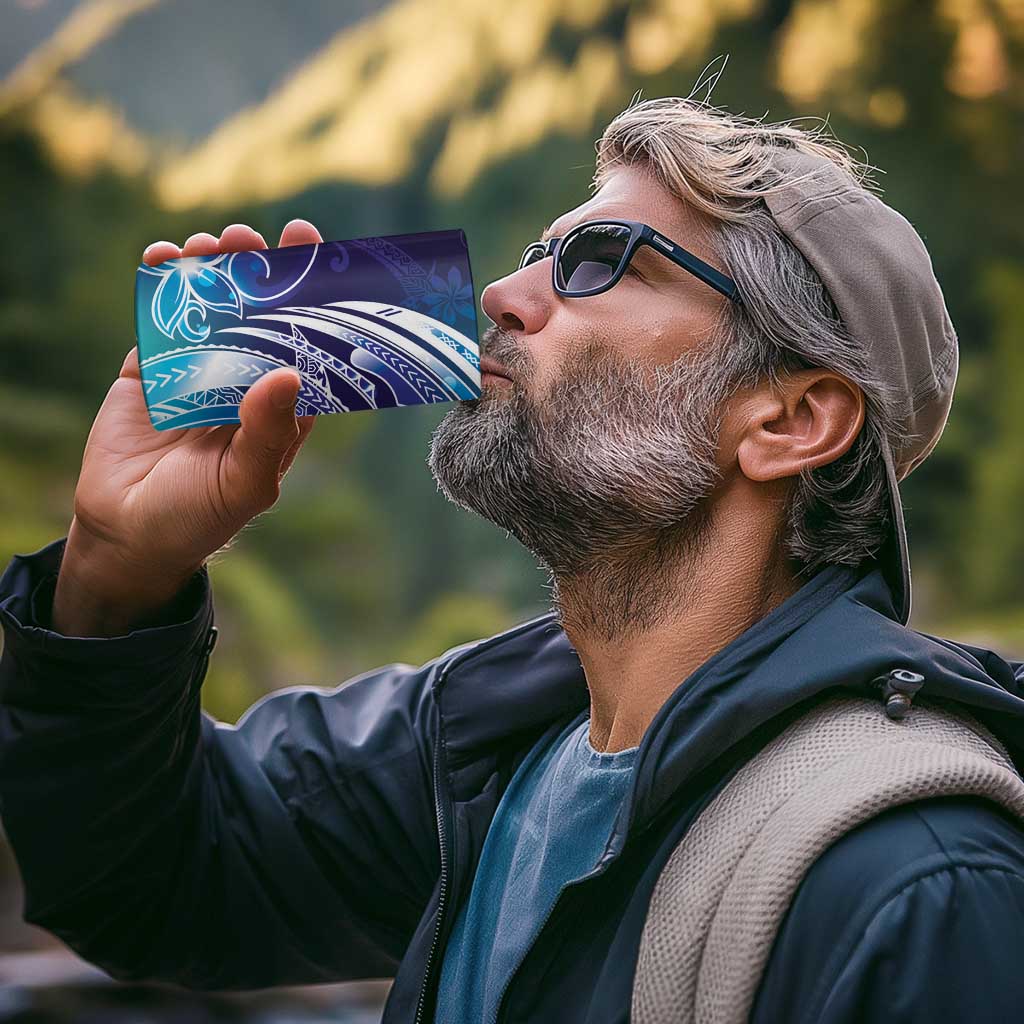 Aloha Hawaii Turtle 4 in 1 Can Cooler Tumbler Teal Purple Ribbon - Polynesian Pride