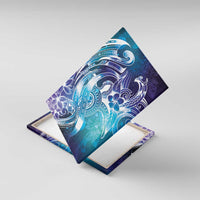 Aloha Hawaii Turtle Canvas Wall Art Teal Purple Ribbon - Polynesian Pride