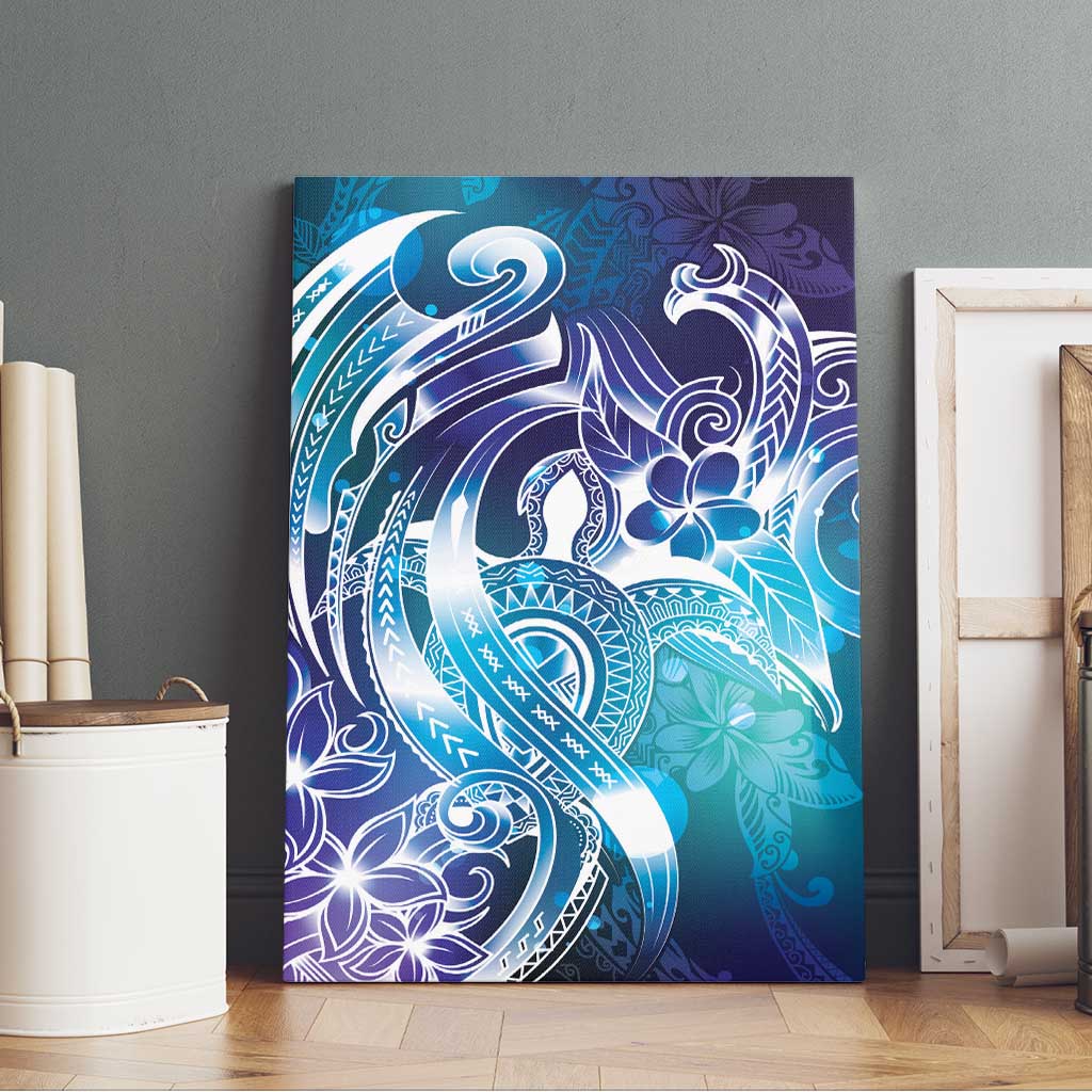 Aloha Hawaii Turtle Canvas Wall Art Teal Purple Ribbon - Polynesian Pride