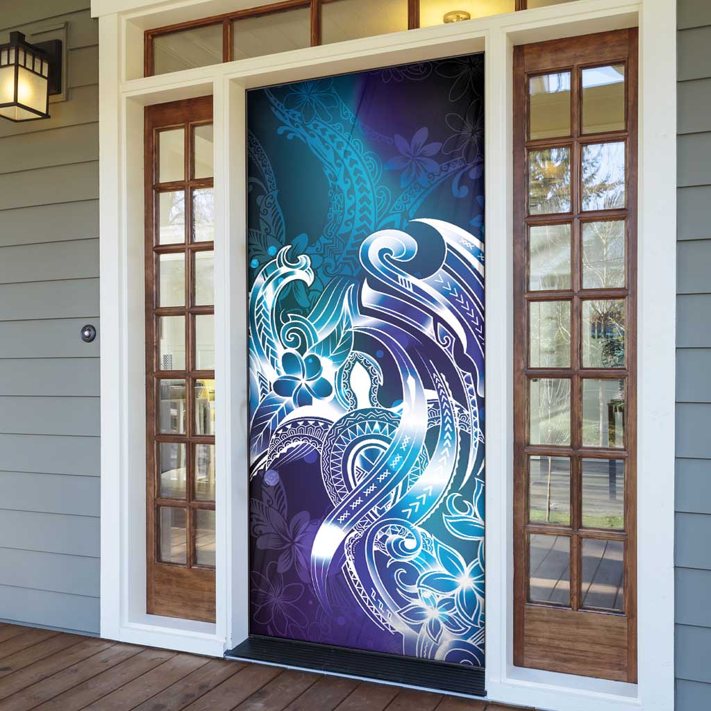 Aloha Hawaii Turtle Door Cover Teal Purple Ribbon - Polynesian Pride