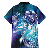 Aloha Hawaii Turtle Family Matching Long Sleeve Bodycon Dress and Hawaiian Shirt Teal Purple Ribbon - Polynesian Pride