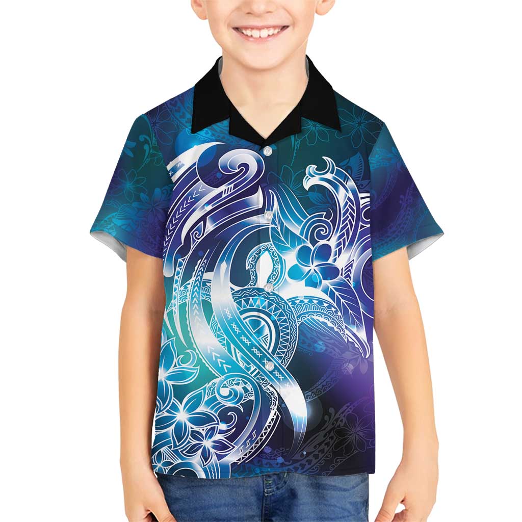 Aloha Hawaii Turtle Family Matching Puletasi and Hawaiian Shirt Teal Purple Ribbon - Polynesian Pride